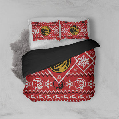 Power Ranger Bedding Set Mighty Morphin Red Power Ranger Duvet Covers Red Unique Gift