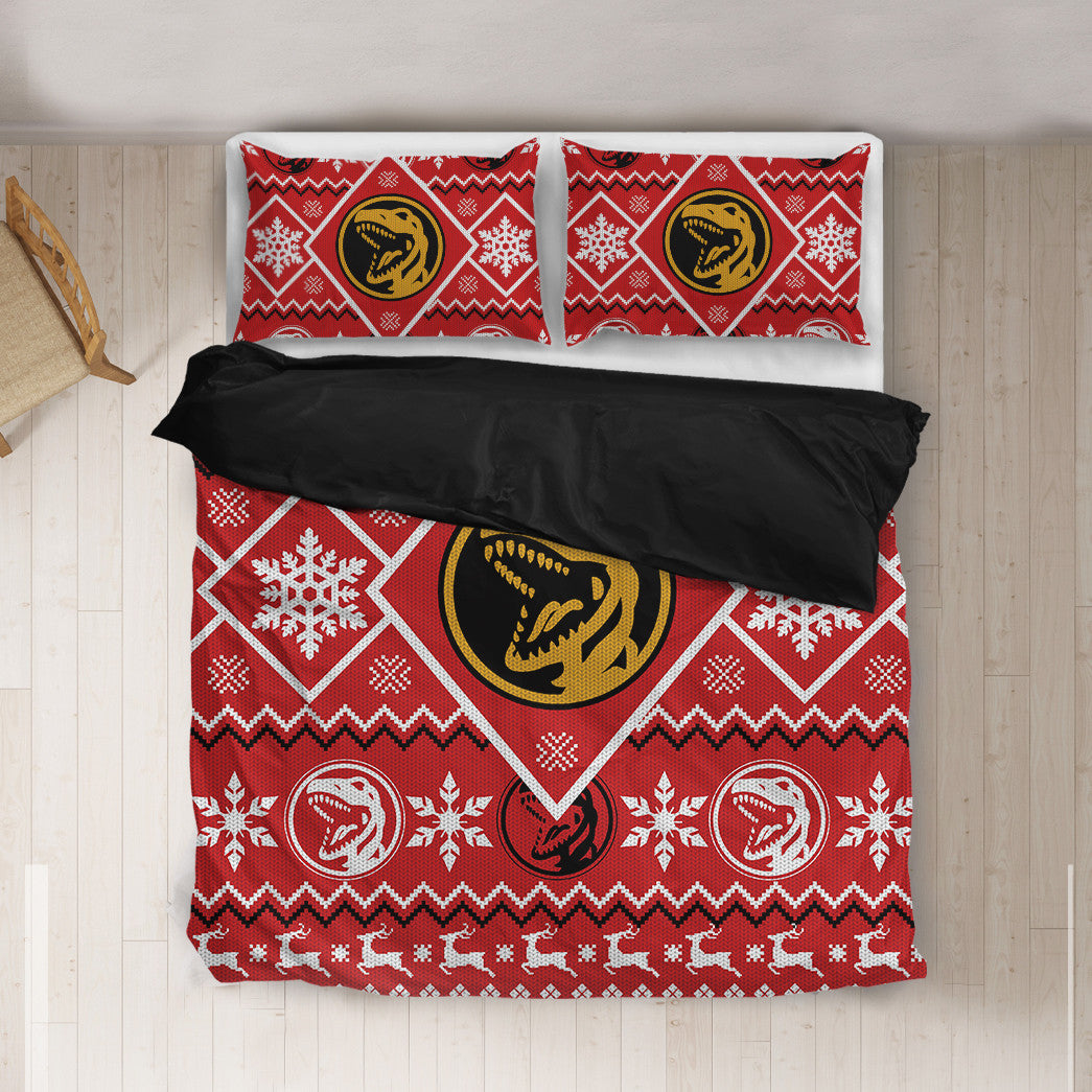Power Ranger Bedding Set Mighty Morphin Red Power Ranger Duvet Covers Red Unique Gift