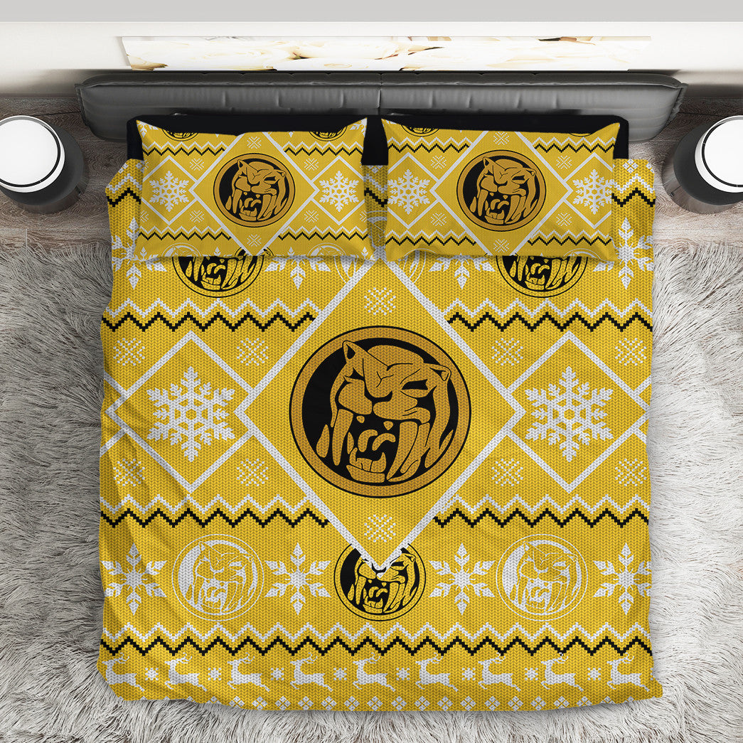 Power Ranger Bedding Set Mighty Morphin Yellow Power Ranger Duvet Covers Yellow Unique Gift