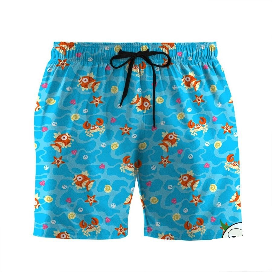 PKM Shorts Underwater PKM Magikarp Pattern Beach Shorts Blue