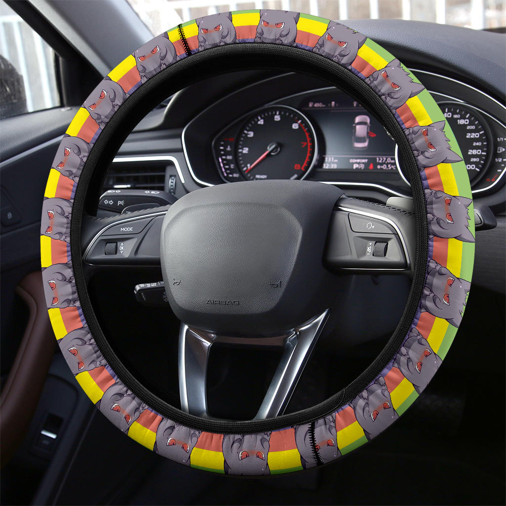 PKM Steering Wheel Cover Chibi PKM Pouting Gengar Pattern Driving Wheel Cover Colorful