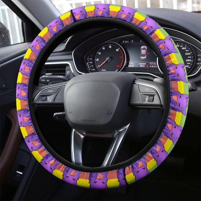 PKM Steering Wheel Cover Chibi PKM Happy Gengar Pattern Driving Wheel Cover Colorful