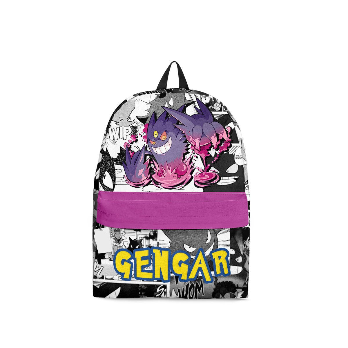 PKM Backpack Gengar PKM Manga Pattern Backpacks Gray Purple