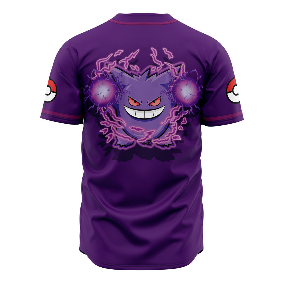 PKM Baseball Jersey PKM Gengars Shadow Ball Pokeball Pattern Jersey Shirt Purple Unisex