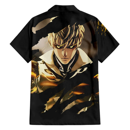 One Punch Man Hawaii Shirt One Puch Man Genos Hero Graphic Hawaiian Shirt Black Yellow Unisex