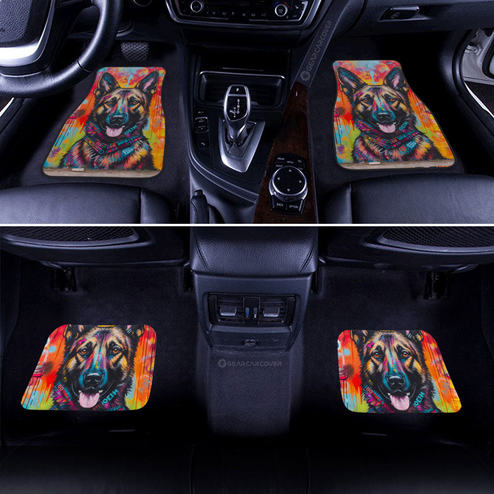 Dog Car Floor Mats Cool Watercolor German Shepherd Dog Stickers Pattern Car Mats