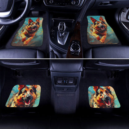 Dog Car Floor Mats Funny Happy Face German Shepherd Dog On The Run Car Mats