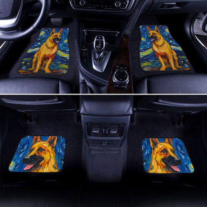 Dog Car Floor Mats Watercolor German Shepherd Dog Starry Night Car Mats