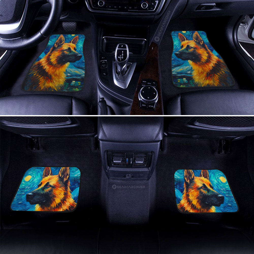 Dog Car Floor Mats Cool German Shepherd Dog Starry Night Art Car Mats