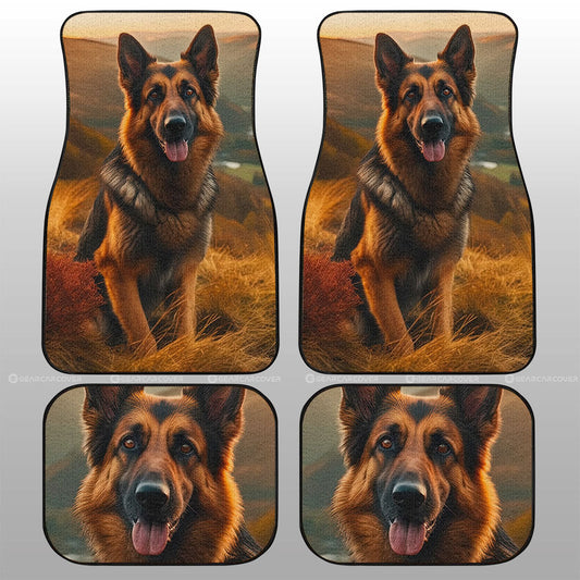 Dog Car Floor Mats Happy Face German Shepherd Dog On The Hill Car Mats