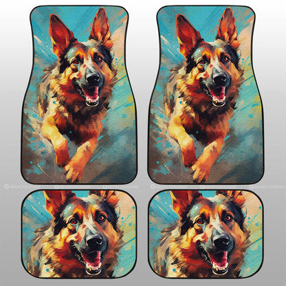 Dog Car Floor Mats Funny Happy Face German Shepherd Dog On The Run Car Mats