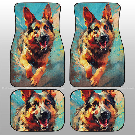 Dog Car Floor Mats Funny Happy Face German Shepherd Dog On The Run Car Mats