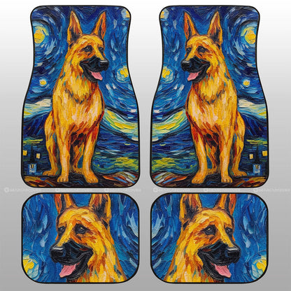 Dog Car Floor Mats Watercolor German Shepherd Dog Starry Night Car Mats