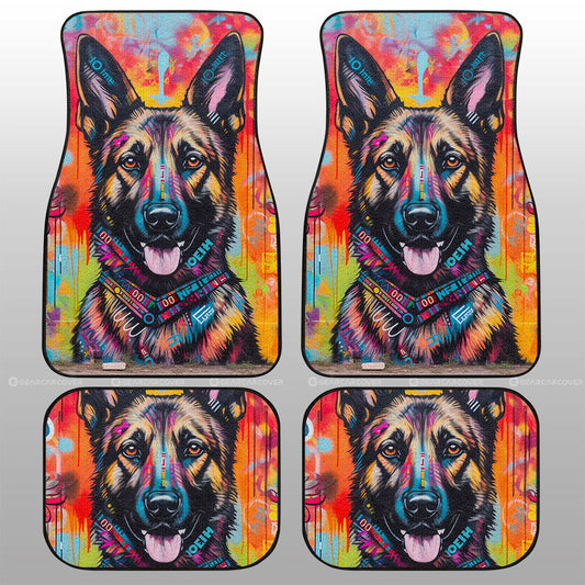 Dog Car Floor Mats Cool Watercolor German Shepherd Dog Stickers Pattern Car Mats