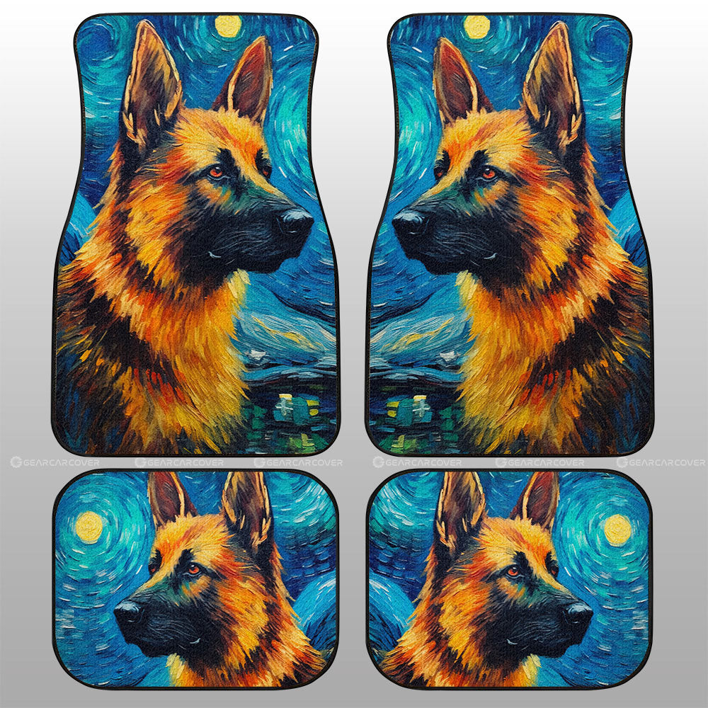 Dog Car Floor Mats Cool German Shepherd Dog Starry Night Art Car Mats