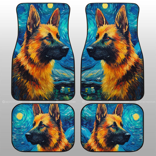 Dog Car Floor Mats Cool German Shepherd Dog Starry Night Art Car Mats
