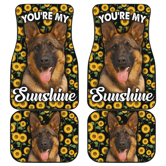 Dog Car Floor Mats Cute German Shepherds Dog You're My Sunshine Sunflower Car Mats
