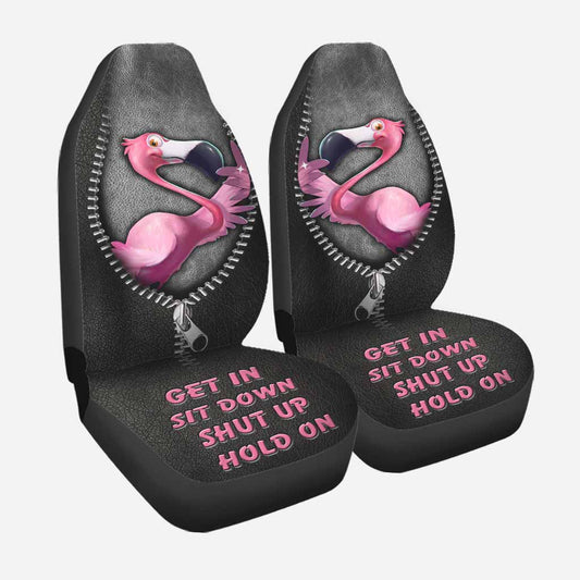 Flamingo Car Seat Covers Flamingo Get In Sit Down Shut Up Seat Covers Black Pink