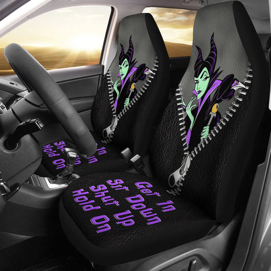 Maleficent Car Seat Covers DN Get In Sit Down Zipper Maleficent Seat Covers Black