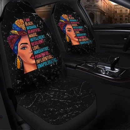 Africa Americans Car Seat Covers I Am Black Woman Beautiful Magic Seat Covers Black