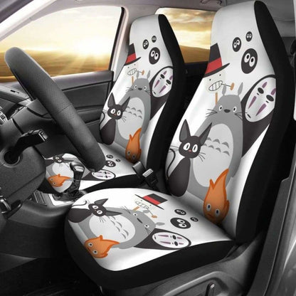 SGhibli Car Seat Covers SGhibli Characters No Face Totoro Seat Covers Black White