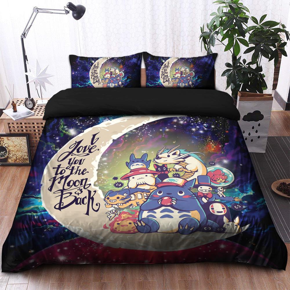 SGhibli Bedding Set Character Love You To The Moon Galaxy Duvet Covers Colorful Unique Gift