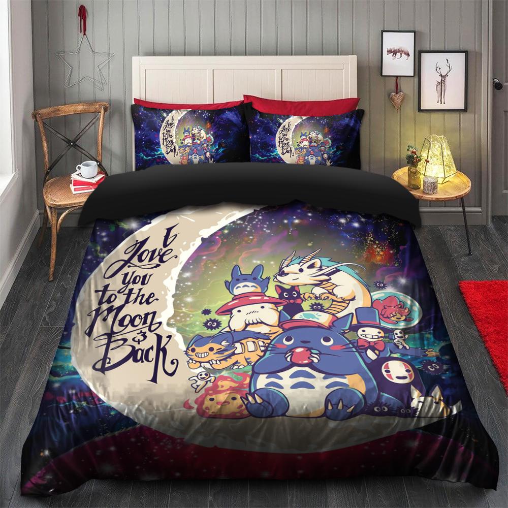 SGhibli Bedding Set Character Love You To The Moon Galaxy Duvet Covers Colorful Unique Gift