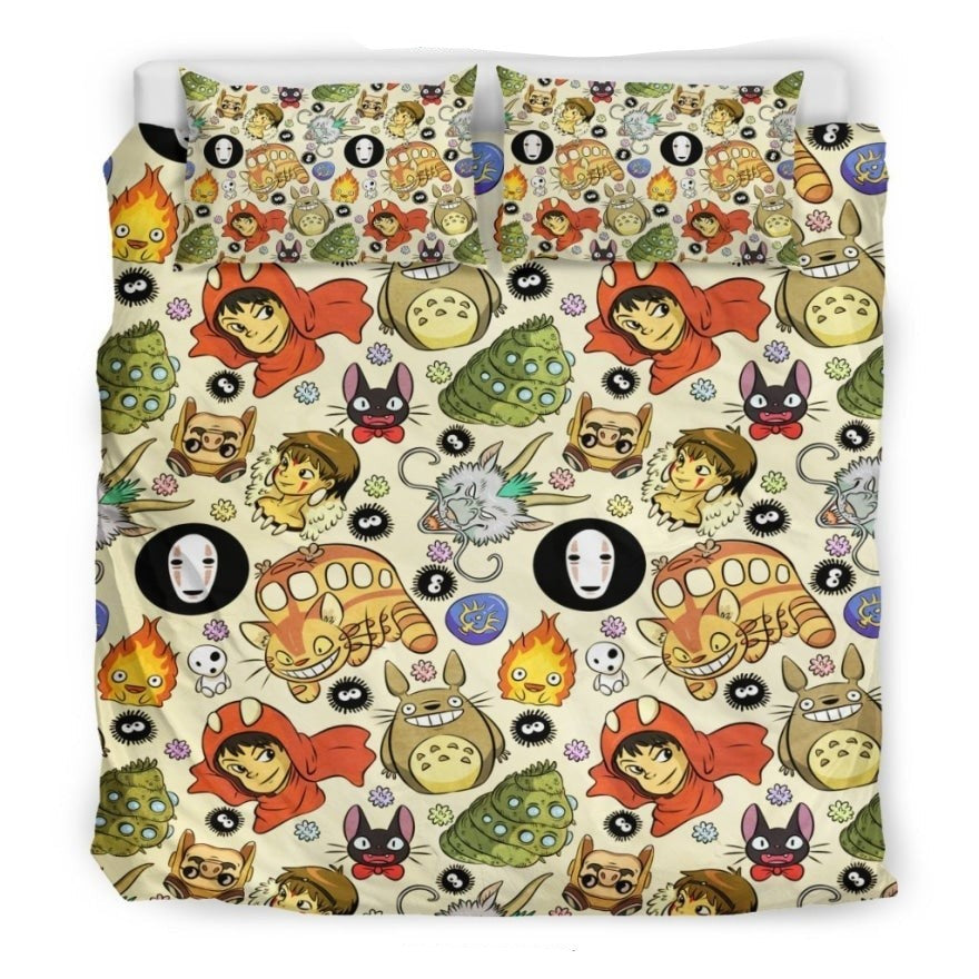 SGhibli Bedding Set SGhibli Characters Items Pattern Duvet Covers Colorful Unique Gift