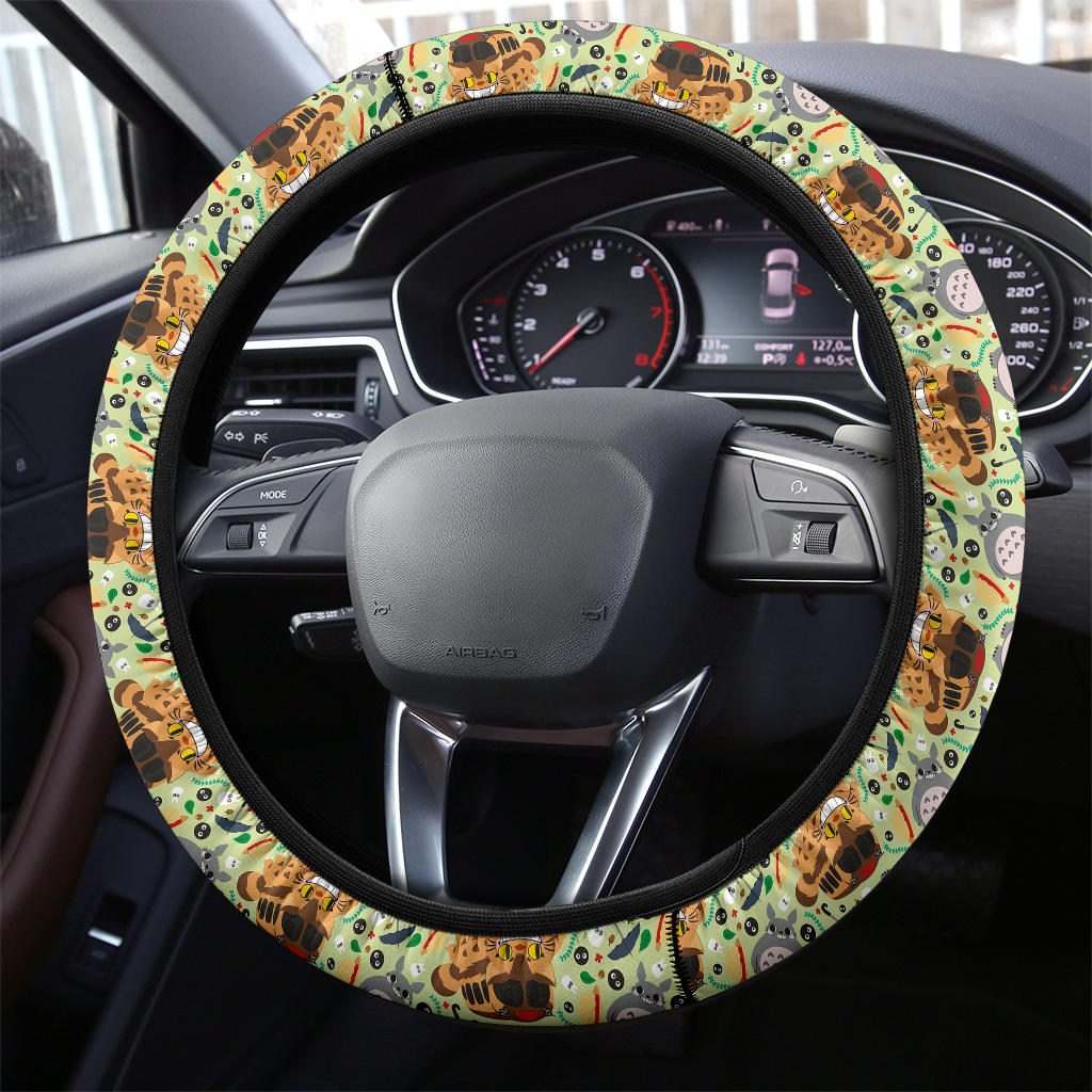 SGhibli Steering Wheel Cover Totoro Bus Cat Cute Pattern Driving Wheel Cover Colorful