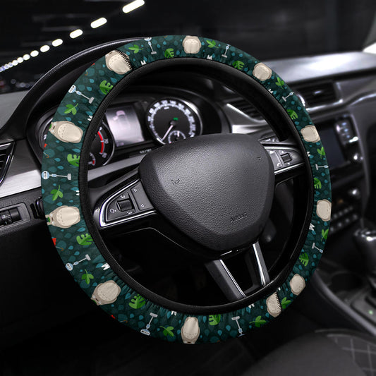 SGhibli Steering Wheel Cover Cute Totoro At Bus Stop In Rain Driving Wheel Cover Green