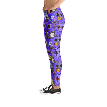 PKM Leggings Chibi Ghost Type PKM Pattern High Waisted Legging Purple For Women