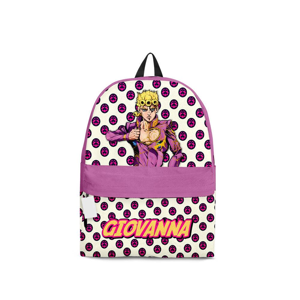 Jojo’s Bizarre Adventure Backpack Giorno Giovanna Character Graphic Symbol Backpacks Pink White