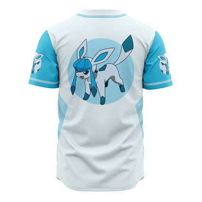 PKM Baseball Jersey PKM Ice Type Glaceon Graphic Jersey Shirt Blue Unisex