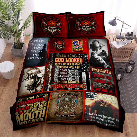 Firefighter Bedding Set Firefighters Behind Us Before Us Within Us Duvet Covers Black Red Unique Gift
