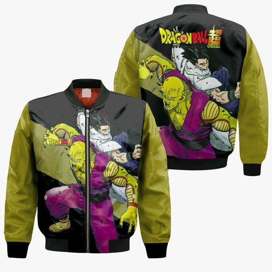 Dragon Ball Bomber Jacket Gohan And Piccolo Graphic Bomber Black Yellow Unisex