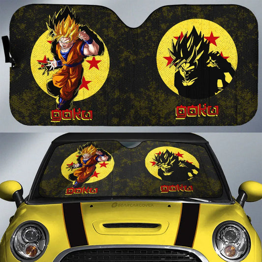 Dragon Ball Car Sun Shade Goku Silhouette Dragon Ball Pattern Winshield Sun Shade Black Yellow