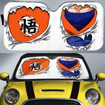 Dragon Ball Car Sun Shade Goku Uniform Suit Graphic Winshield Sun Shade White Orange