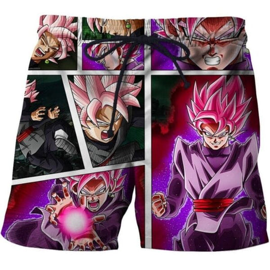 Dragon Ball Shorts Dragon Ball Super Saiyan Rose Beach Shorts Pink