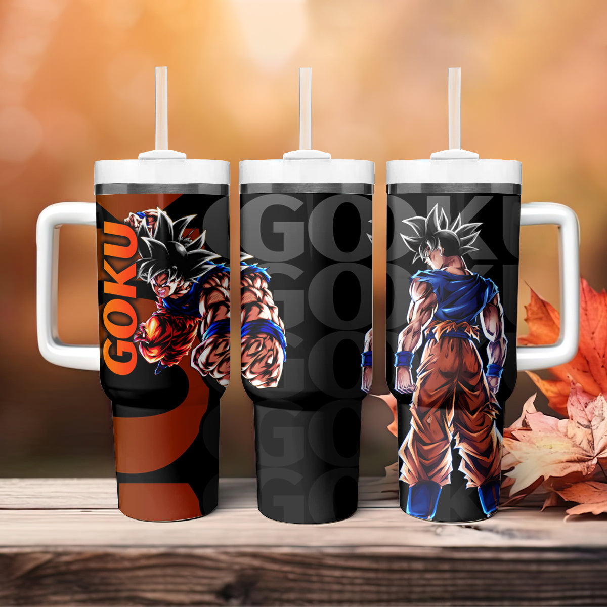 Dragon Ball 40 Oz Tumbler Dragon Ball Goku Fighting Graphic Tumbler 40 Oz Orange Black