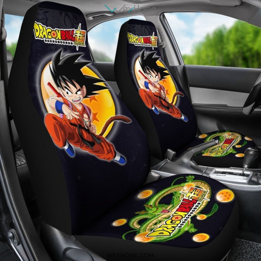 Dragon Ball Car Seat Covers Shenron Dragon Goku Kid Kicking Seat Covers Black