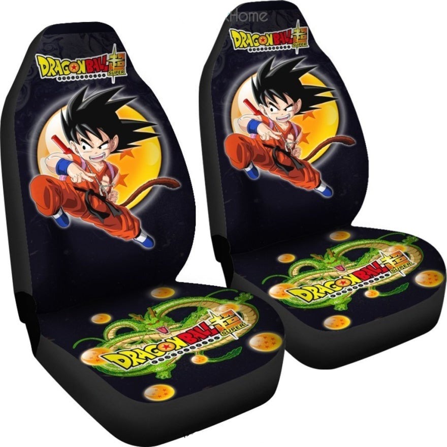 Dragon Ball Car Seat Covers Shenron Dragon Goku Kid Kicking Seat Covers Black