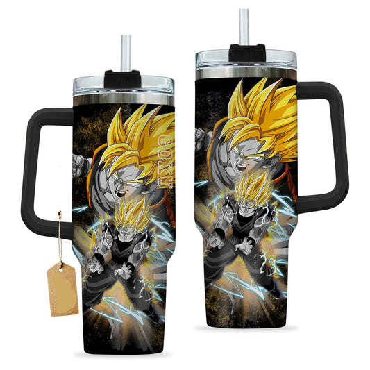 Dragon Ball 40 Oz Tumbler Goku Super Saiyan Graphic Tumbler 40 Oz Gray Yellow