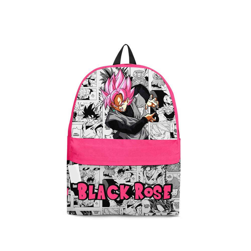 Dragon Ball Backpack Goku Black Rose Graphic Manga Pattern Backpacks White Pink