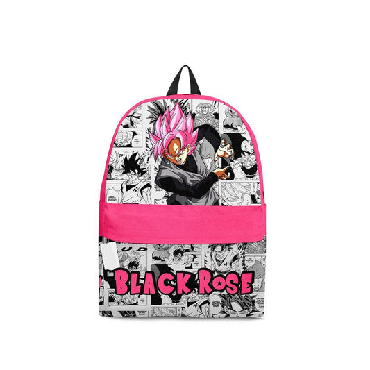 Dragon Ball Backpack Goku Black Rose Graphic Manga Pattern Backpacks White Pink