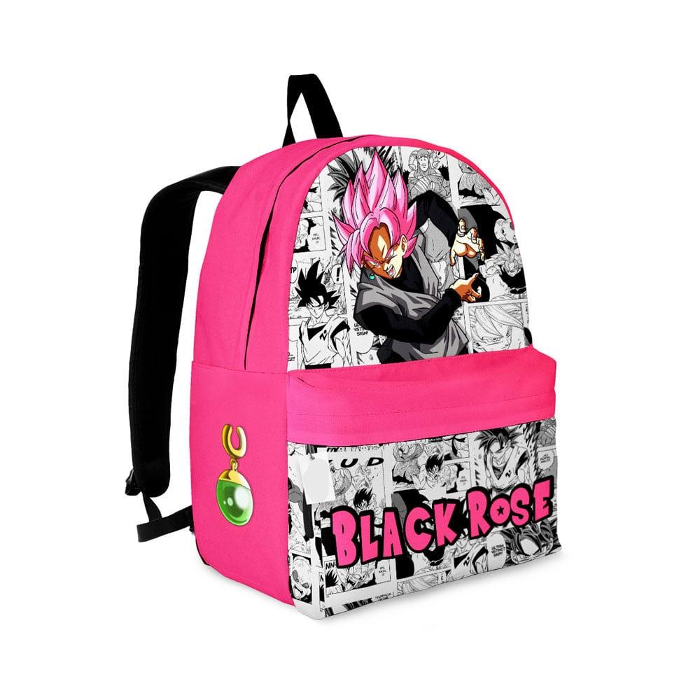 Dragon Ball Backpack Goku Black Rose Graphic Manga Pattern Backpacks White Pink