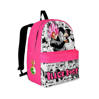 Dragon Ball Backpack Goku Black Rose Graphic Manga Pattern Backpacks White Pink