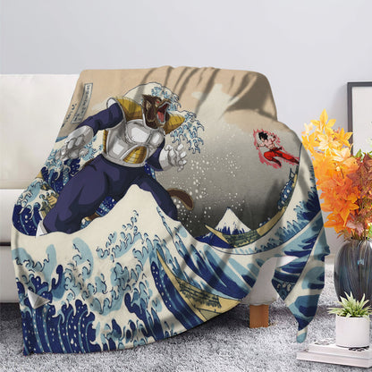 Dragon Ball Blanket Goku Vs Vegeta The Great Wave Blanket Brown Blue