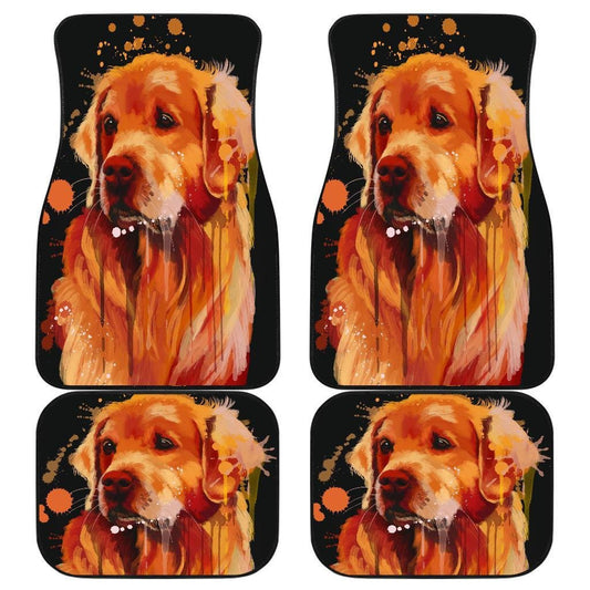Dog Car Floor Mats Cool Golden Dog Watercolor Art Graphic Car Mats