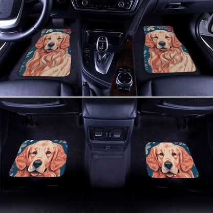 Dog Car Floor Mats Drawing Art Golden Retriever Dog Graphic Car Mats
