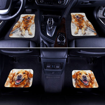 Dog Car Floor Mats Happy Face Golden Retriever Jumping With Joy Car Mats